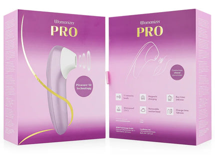 Womanizer pro vibrant klitoralstimulator lilac mit lavendelfarbenem, ergonomischem design und weißem saugkopf