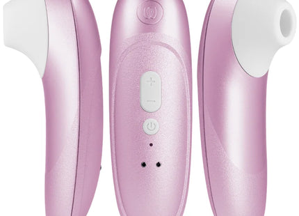 Womanizer pro vibrant klitoralstimulator lilac mit pink metallic körper und weißem silikonkopf und bedienknöpfen