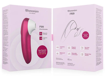 Vibrant pink womanizer pro citravel klitoralstimulator mit weißem saugkopf und ergonomischem design