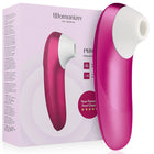 Womanizer pro klitoralstimulator in leuchtendem pink mit weißem kopf und ergonomischem design