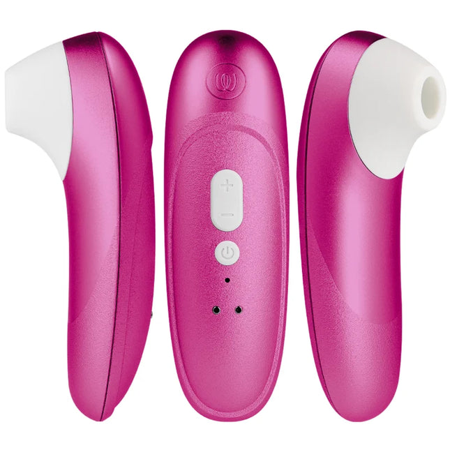 Pink und weißer silikon umwickelter womanizer pro vibrant klitoralstimulator mit ergonomischem design