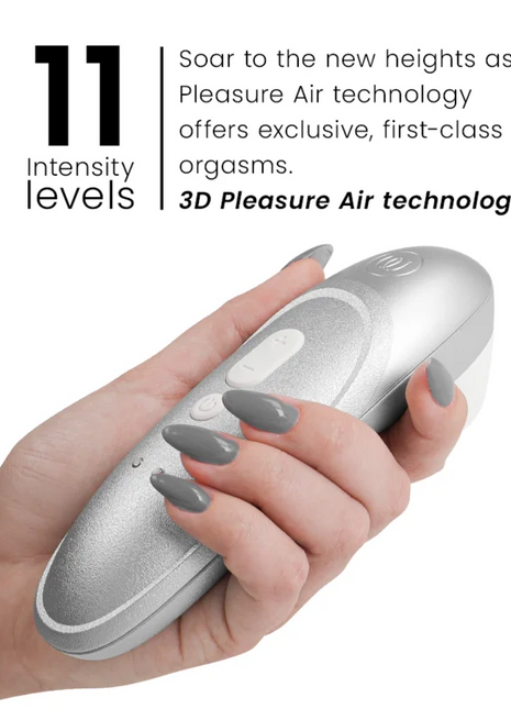 Silver metallic womanizer pro vibrant klitoralstimulator mit ergonomischem design und glatten kurven