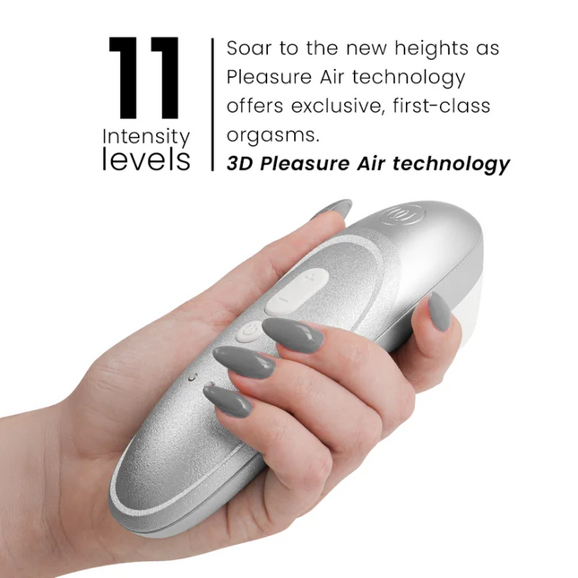 Silver metallic womanizer pro vibrant klitoralstimulator mit ergonomischem design und glatten kurven