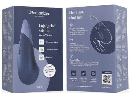 WOMANIZER - VIBE LAY-ON SILENT VIBRATOR DUNKELBLAU