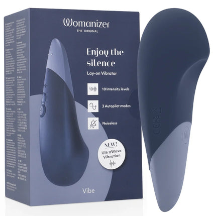 WOMANIZER - VIBE LAY-ON SILENT VIBRATOR DUNKELBLAU