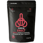 Schwarzer pouch chicle erect chicle mit rosa logo enthält angelica sinensis zur unterstützung normalen testosteronspiegels und normaler fruchtbarkeit