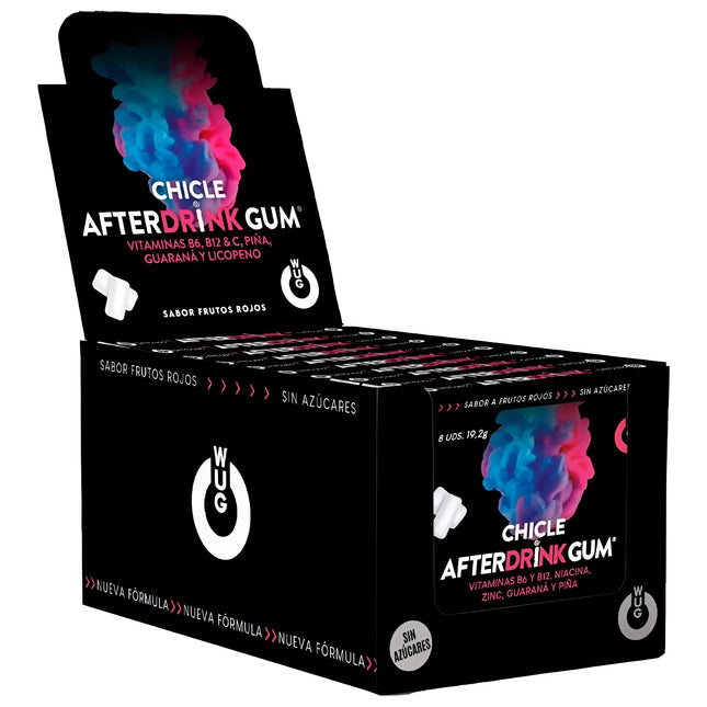 WUG GUM - AFTER DRINK KATER NACH DEM ALKOHOLKONSUM | DISPLAY 12 X 8 EINHEITEN