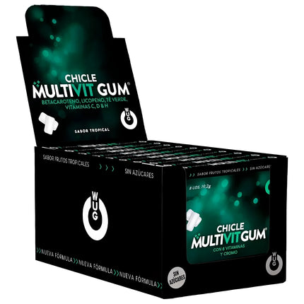 WUG GUM - MULTIVIT C H D BETA-CAROTIN LYCOPIN UND GRÜNER TEE | DISPLAY 12 X 8 EINHEITEN