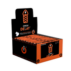 Orange und schwarze pappe displaybox für wug sex sense cum delayer verzögerungskaugummis mit blitzlogo