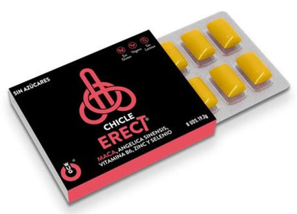 Wug sex sense erektionsverstärker zuckerfreie kaugummis in schwarzer und pinker verpackung mit gelben stücken