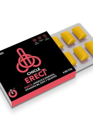 Wug sex sense erektionsverstärker zuckerfreie kaugummis in schwarzer und pinker verpackung mit gelben stücken