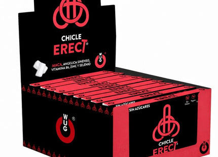 Roter und schwarzer karton-displayschachtel für wug brand chicle erect chewing gum mit markantem logo