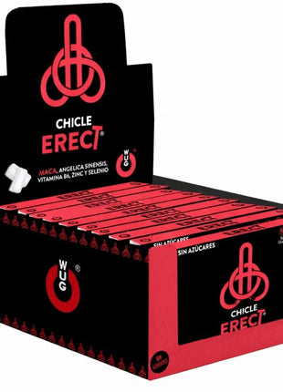 Roter und schwarzer karton-displayschachtel für wug brand chicle erect chewing gum mit markantem logo