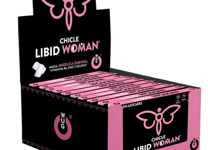 Pink und schwarzes display von wug sex sense libido-steigerer für frauen kaugummis mit maca und vitamin b6 ingredients