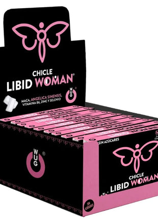 Pink und schwarzes display von wug sex sense libido-steigerer für frauen kaugummis mit maca und vitamin b6 ingredients