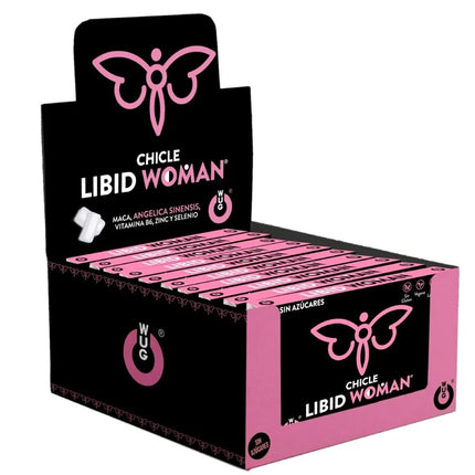 Pink und schwarzes display von wug sex sense libido-steigerer für frauen kaugummis mit maca und vitamin b6 ingredients