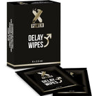 Schwarze rechteckige x power delay wipes packaging mit gold weißer markierung und logo für vorzeitigen samenerguss