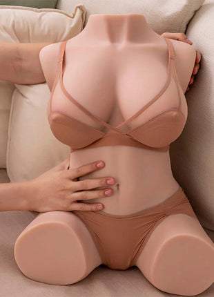Beige silikon torso frau von xise mit passenden bh und slip realistischer vibrierender 52 cm weiblich