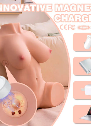 Pink silikon erwachsenenspielzeug mit magnetischer ladestation xise dania thrusting realistischer torso 52 cm