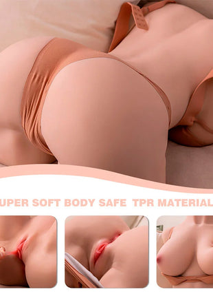 Realistischer peachfarbener silikon-torso mit detaillierten anatomischen merkmalen und passender lingerie von XISE