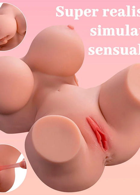 Rosa silikon realistischer weiblicher torsos mit vibration 36 cm von XISE mit detaillierten anatomischen merkmalen