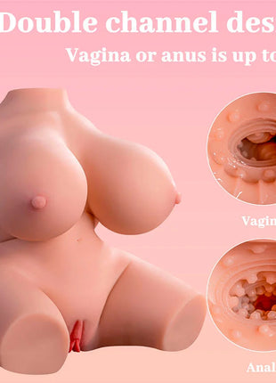 Rosa silikon-adultspielzeug xise frieda realistischer weiblicher torso mit vibration 36 cm doppelfach und realistische konturen