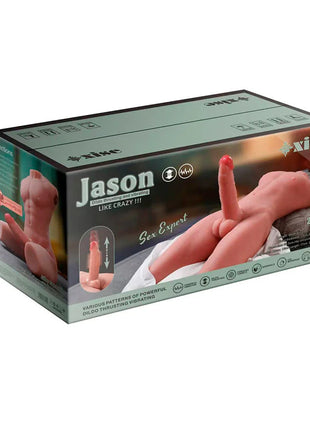 Realistischer rosa silikon dildo xise jason sex experte mit verstellbaren vibrations- und stoßfunktionen 55 cm torsomodel