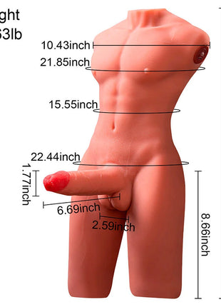 Xise jason halbköper realistischer männlicher torsos aus pinkem silikon mit detaillierter muskulatur und vibrationsfunktion