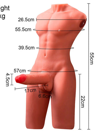 Realistischer männlicher roter und pinker silikon torsomodel mit muskulatur vibration und stoßfunktion von xise