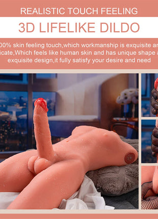 Realistischer 3d dildo mit pfirsichfarbener hauttextur und detailreicher anatomie im xise jason torso mit vibration