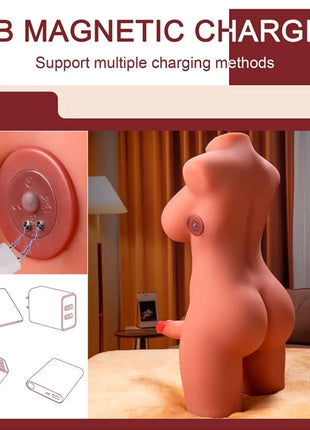 Pink silikon usb magnetische ladestation in menschenfigur geformt für xise miah lady boy weiblicher torso mit vibrator