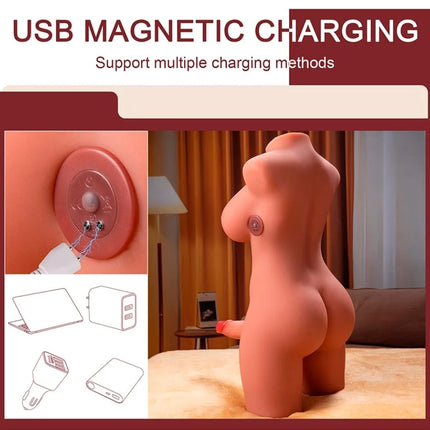 Pink silikon usb magnetische ladestation in menschenfigur geformt für xise miah lady boy weiblicher torso mit vibrator