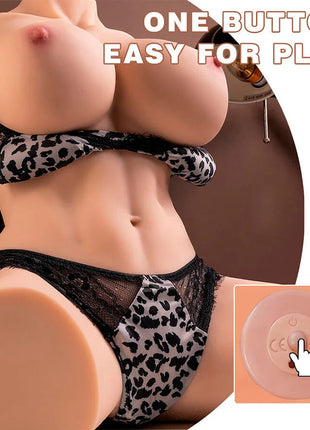 Realistischer silikon torso xise muriel 55 cm mit schwarz weißem leopardenmuster spitzen lingerie set