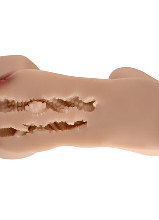 Beiger silikon-analplug mit strukturierter innenfläche und rot getönter rand für xise susie realistischer weiblicher torso 28 cm