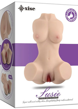 Realistischer weiblicher torso von xise susie aus beigem silikon mit realistischem genital und langlebigem design