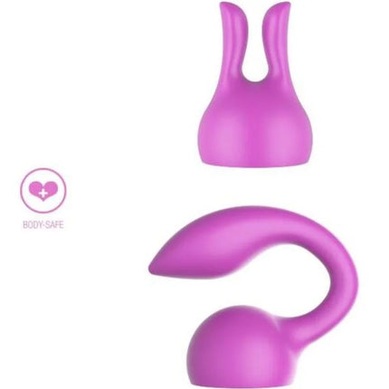 Vibranter lila silikon dual-ended body wand mit ergonomischen kurven und rundem boden von xocoon anhänge persönlich massager fuchsia