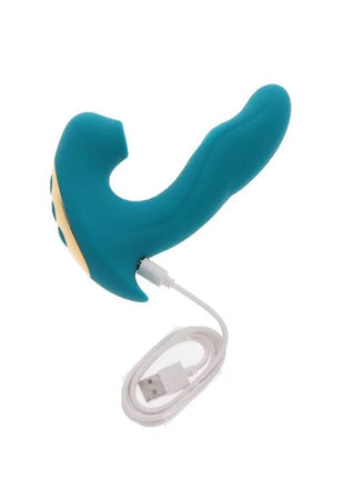 Teal silikon vib stimulator xocoon eternal love vibe grün mit goldenem bedienfeld und usb ladekabel