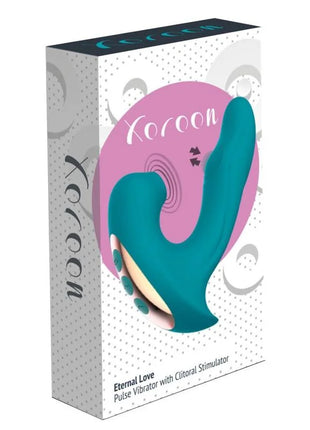 Teal und beige silikon clitoral stimulator in koroon eternal love pulse vibrator box für intime stimulierung