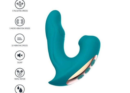 Teal silikon erwachsenen spielzeug xoocoon eternal love vibe stimulator grün mit gebogener ergonomischer form und drei tasten auf der rückseite