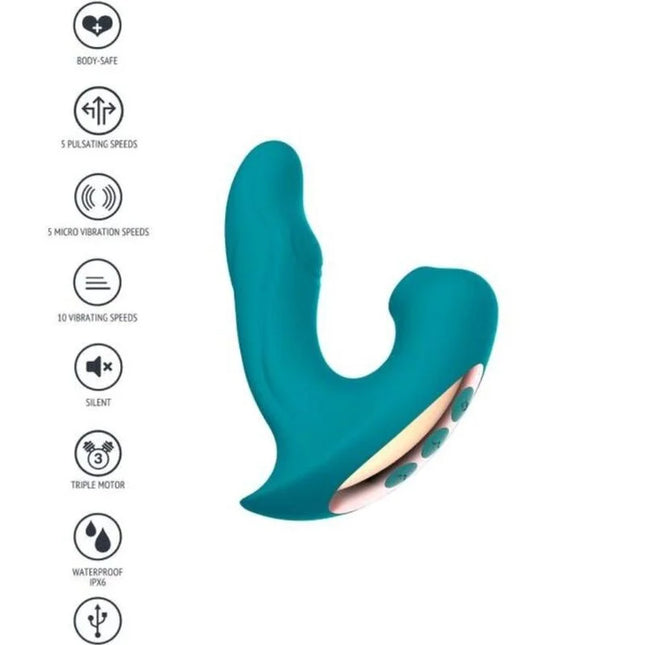 Teal silikon erwachsenen spielzeug xoocoon eternal love vibe stimulator grün mit gebogener ergonomischer form und drei tasten auf der rückseite