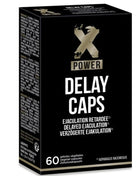 Schwarze rechteckige xpower delay caps kapseln mit goldenem x logo und weißer textangabe 60 vegikapseln