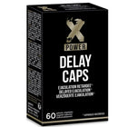 Schwarze rechteckige xpower delay caps kapseln mit goldenem x logo und weißer textangabe 60 vegikapseln