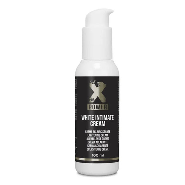 Weiße pumpe flasche x power white intim creme 100 ml zur hautpflege im intimbereich