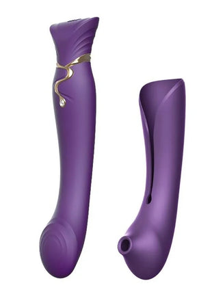 Lila silikon klitorisstimulator mit goldakzent und kristalldetails von zalo queen set pulse wave clit stim