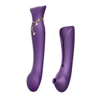 Lila silikon klitorisstimulator mit goldakzent und kristalldetails von zalo queen set pulse wave clit stim