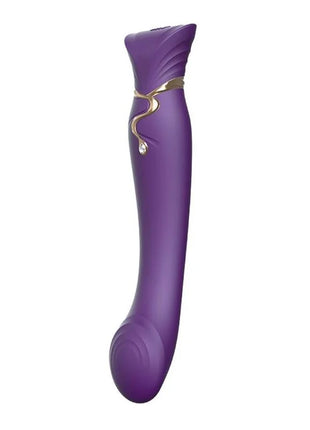 Purple silikon vibrierer mit goldfarbenem dekorband und hängendem kristallakzent von ZALO queen set pulse wave clit stim lila