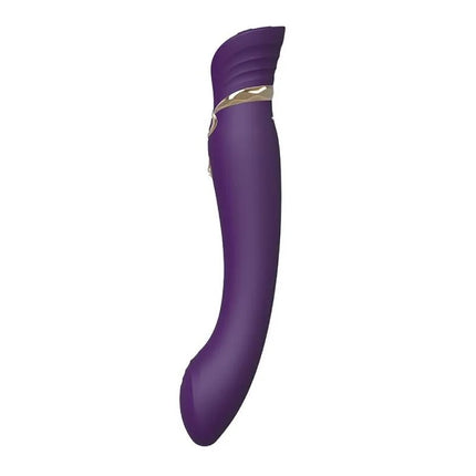 Lila silikon vibrator mit goldfarbenem metallband von zalo aus der queen set pulse wave clit stim serie