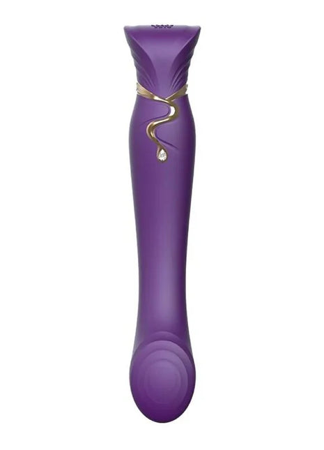 Lila silikonvibrator von zalo queen set mit goldfarbenem dekor und kristallanhänger zur klitorisstimulation