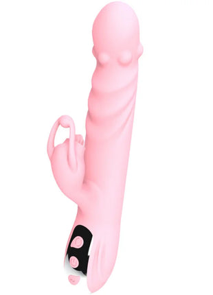 Pink silikon rabbit-vibrator zungenzauber deluxe mit schwarzem bedienfeld und zwei pinken taste für intensiv diskret vielseitig
